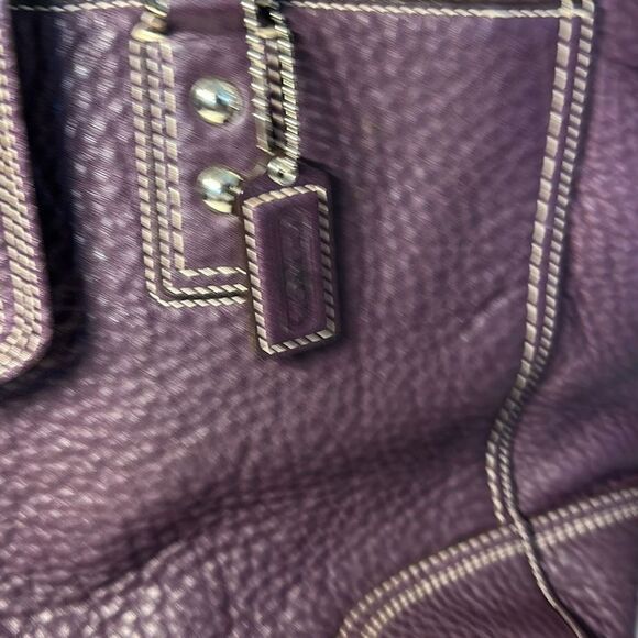 Coach Hamilton Purple Pebbled Leather Shoulder Tote Bag Handbag No. G0973-F13960 - Picture 3 of 15
